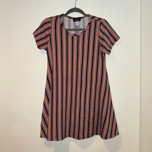 Discreet Striped Short Sleeve T-Shirt Dress